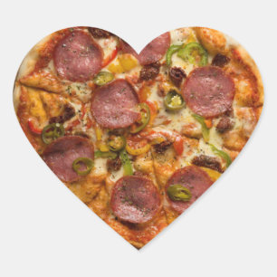 Sticker Cœur Fête de Pizza Suprême J'adore Pizza