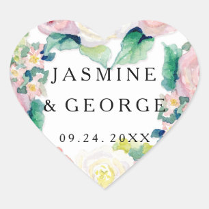 Sticker Cœur FÊTE DES MARIÉES MODERNE Chic Wide Stripes avec Ro