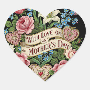 Sticker Cœur Fête des mères avec amour