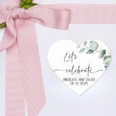 Sticker Cœur Fêtons le nom date eucalyptus moderne