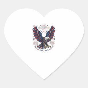 Sticker Cœur Feu d'artifice aigle chauve patriotique vecteur vi