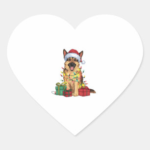 Sticker Cœur Feu de Noël Éclairage Père Noël Allemand Berger Ch