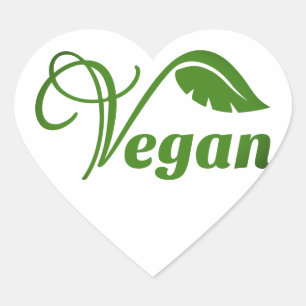 Sticker Cœur Feuille de logo Vegan