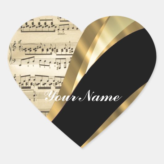 Sticker Cœur Feuille de musique élégante (Devant)