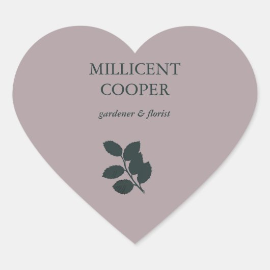 Sticker Cœur Feuille gris foncé silhouette violet (Devant)