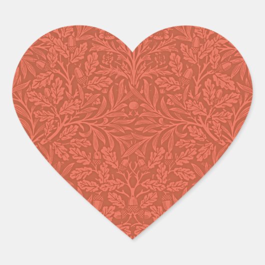 Sticker Cœur Feuilles d'Acorns et de chênes par William Morris (Devant)
