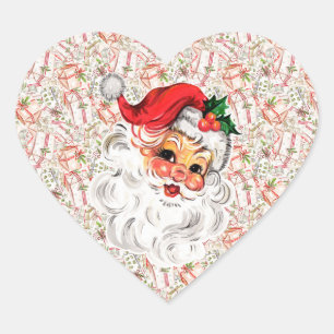 Sticker Cœur Feuilles d'autocollants de Père Noël vintage