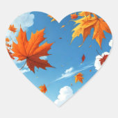 Sticker Cœur feuilles d'automne (Devant)