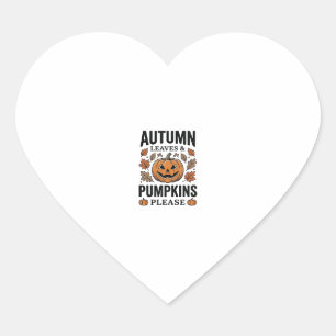 Sticker Cœur Feuilles de citrouille d'automne Citrouilles s'il