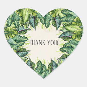 Sticker Cœur Feuilles de la jungle tropicale, souvenir botaniqu