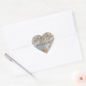 Sticker Cœur Feuilles d'or grises argentées (Enveloppe)