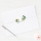 Sticker Cœur Feuilles Tropicales Chic (Enveloppe)