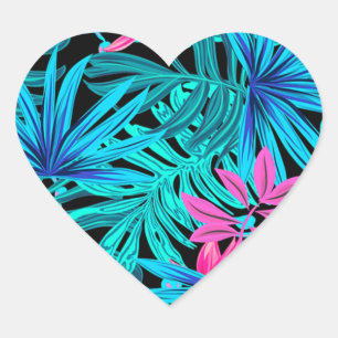 Sticker Cœur Feuilles tropicaux