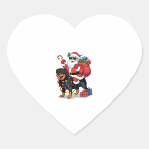 Sticker Cœur Feux de Noël Père Noël équitation Rottweiler Chien