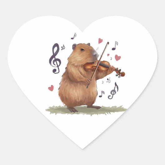 Sticker Cœur fiddler capybara (Devant)
