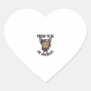Sticker Cœur Fier d'être un T-shirt de chat patriotique américa
