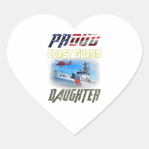 Sticker Cœur Fier drapeau de fille de la Garde côtière améri