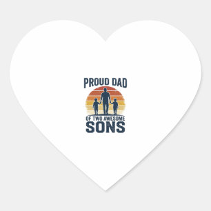 Sticker Cœur Fier papa de deux fils géniaux modèle de t-shirt v