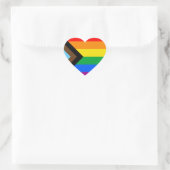 Sticker Cœur FIERTÉ LGBT (Progress Pride) (Sac)