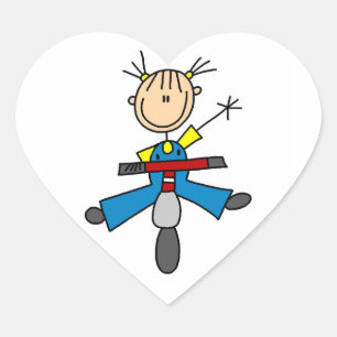 Sticker Cœur Figure de bâton fille conduisant un scooter