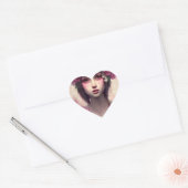 Sticker Cœur Fille éthérée avec des taches roses (Enveloppe)
