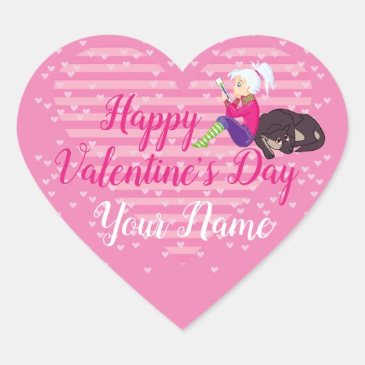 Sticker Cœur Fille Être amoureuse (Devant)