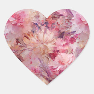 Sticker Cœur Fille Fleurs Roses