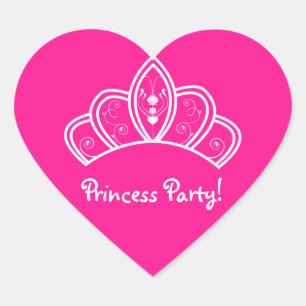 Sticker Cœur Fille Hot Rose Princess Party avec Tiara Crown