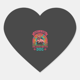 Sticker Cœur Fille juste amoureuse du chien Bouledogue français