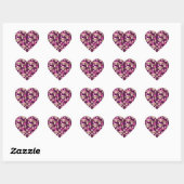 Sticker Cœur Fille mignonne rose singes Filles sur violet (Feuille)