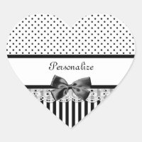 Fille Noir et Blanc Victorian Stripes Avec Nom