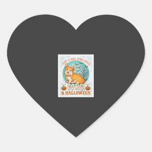 Sticker Cœur Fille qui aime les citrouilles d'Halloween et les