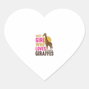 Sticker Cœur Fille qui aime les girafes Vintage Giraffe Shirt D