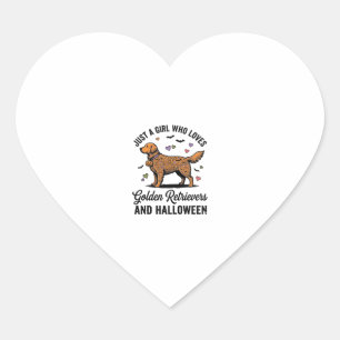 Sticker Cœur Fille Retriever Doré Halloween Maman Chien Vintage