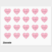 Sticker Cœur Fille rose rayures blanches (Feuille)