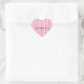 Sticker Cœur Fille rose rayures blanches (Sac)