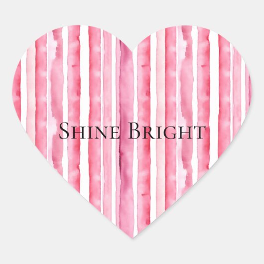 Sticker Cœur Fille rose rayures blanches (Devant)