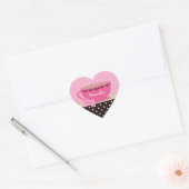 Sticker Cœur Fille Teacup Rose Et Pois Brown (Enveloppe)