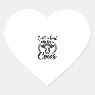 Sticker Cœur Fille Vintage Qui Aime Les Vaches Fleur Cow Chemis