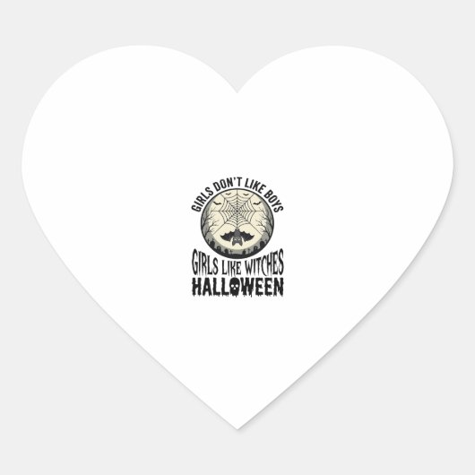 Sticker Cœur Filles comme sorcières Halloween Design Vector Vin (Devant)