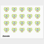 Sticker Cœur Flamant rose Cupcake (Feuille)
