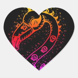 STICKER CŒUR FLAMANT ROSE DE ROCKER GOTH PUNK, HAULEURS, CHEVEU