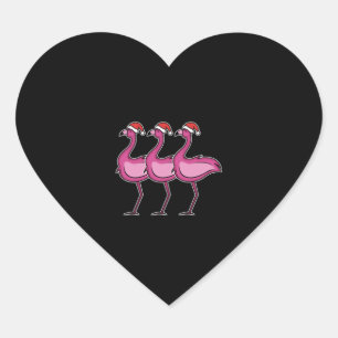 Sticker Cœur Flamant rose Noël