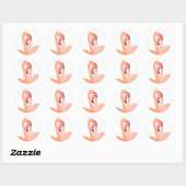 Sticker Coeur Flamant rose rose, Valentine (Feuille)