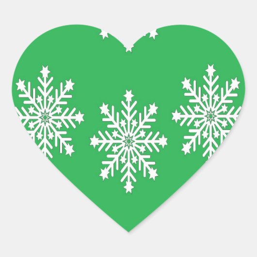 Sticker Cœur Flammes de neige de Noël en vert (Devant)