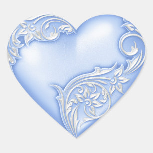 Sticker Cœur Flèche du coeur Cornouiller Bleu avec Blanc