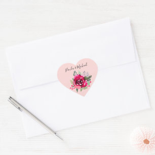 Sticker Cœur Fleur aquarelle