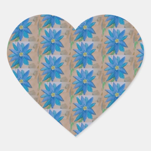 Sticker Cœur Fleur bleue (Devant)