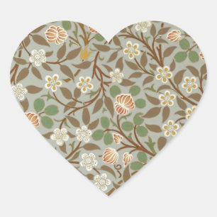 Sticker Cœur Fleur botanique de trèfle William Morris