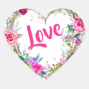 Sticker Cœur Fleur de la Saint Valentin